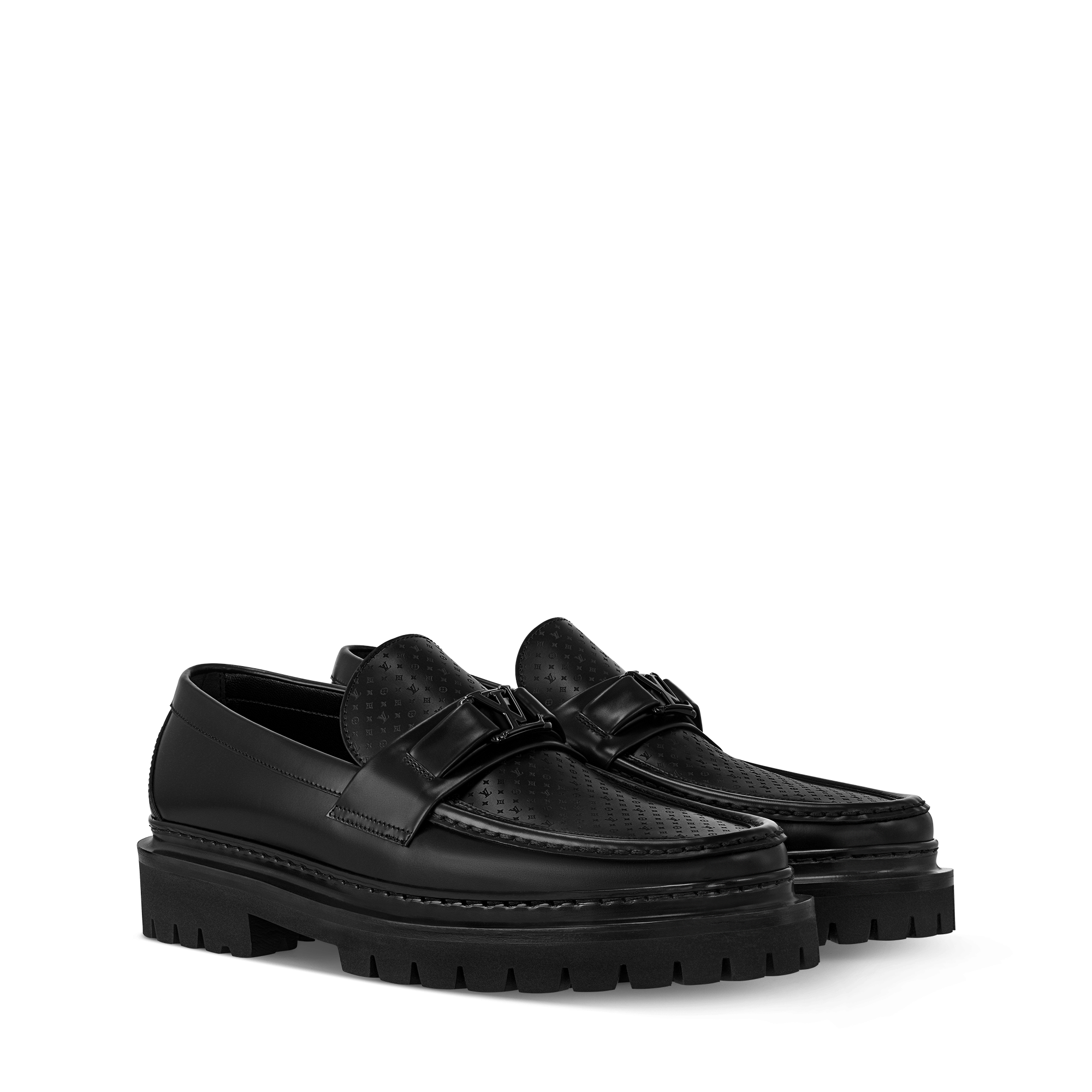 LOUIS VUITTON logo loafers shoes MT0199size 9 L ルイヴィトン